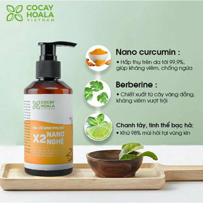 ♥️Freeship♥️ Dung Dịch Vệ Sinh Phụ Nữ Trị Viêm Ngứa X2 Nano Nghệ Cocayhoala 150ml