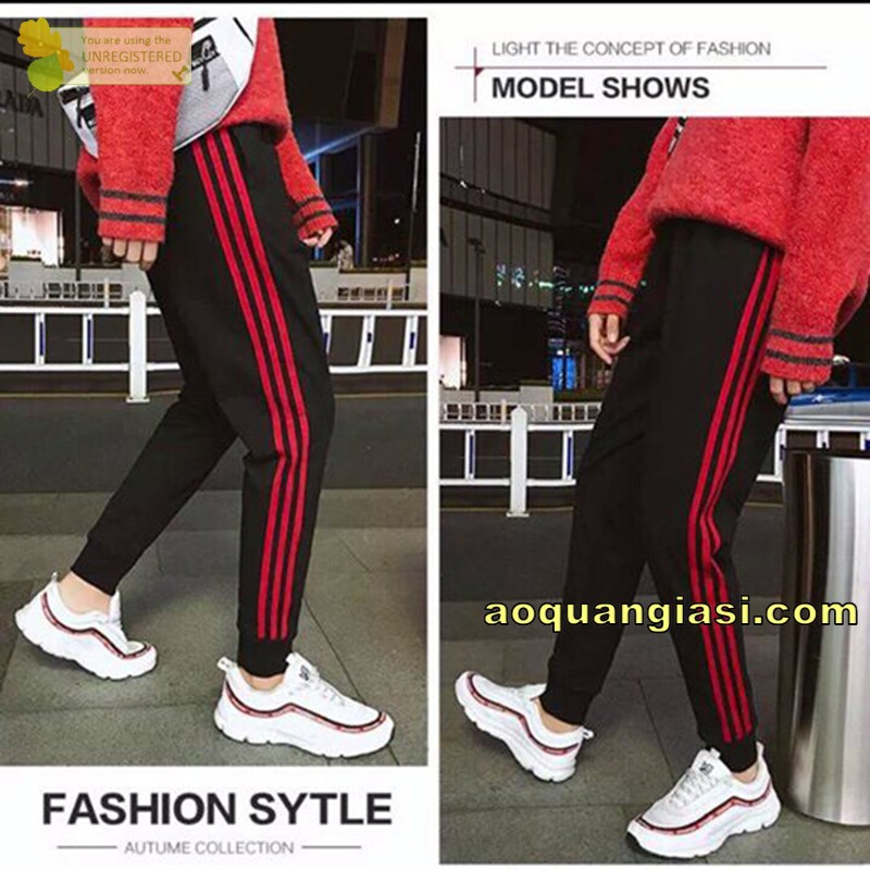 Quần jogger thể thao 3 sọc đỏ MT517
