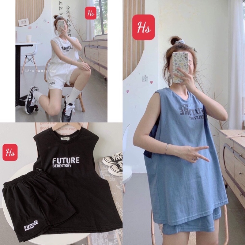 Set Bộ Nữ Áo 3 Lỗ TankTop FUTURE Kèm Quần Short Ống Rộng 3 Màu Siêu Xinh