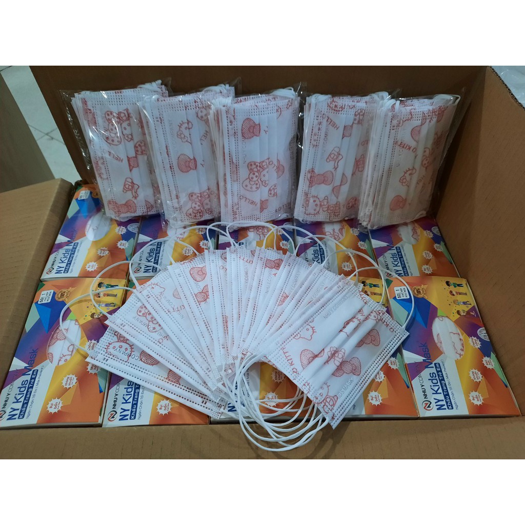 Khẩu trang trẻ em Như Ý 3 lớp có giấy lọc hộp 50 cái | BigBuy360 - bigbuy360.vn