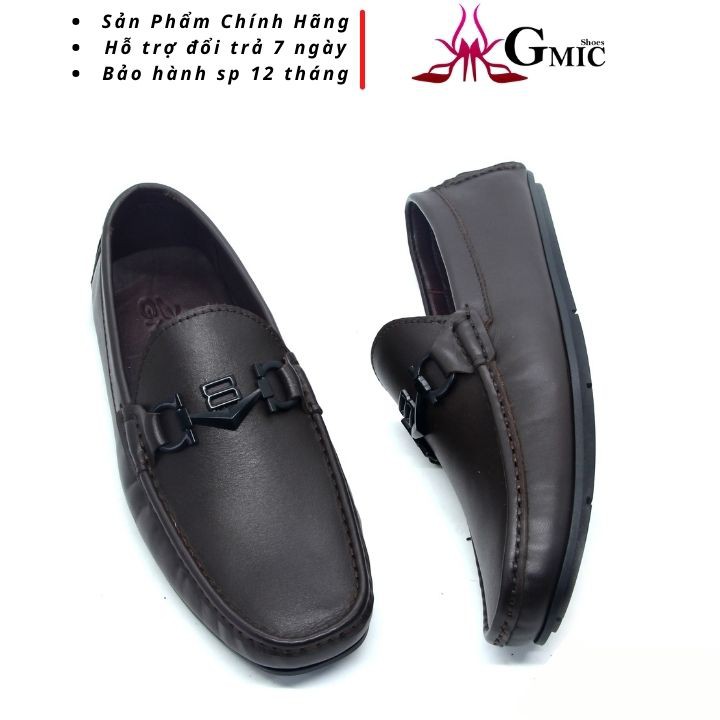 Giày Mọi Nam Khóa Kim Loại Cao Cấp, Sang Trọng | Giày Lười Nam Da Bò Xịn GMIC - FAM081012