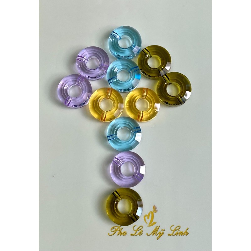 2 viên pha lê Swarovski 12,5mm vòng tròn xỏ thẳng
