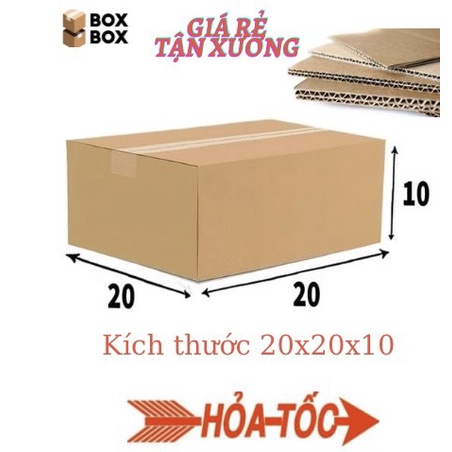 Combo 10 thùng hộp carton bìa giấy đóng gói hàng kích thước 20x20x10 cm giá rẻ tận xưởng - Miễn phí giao hàng