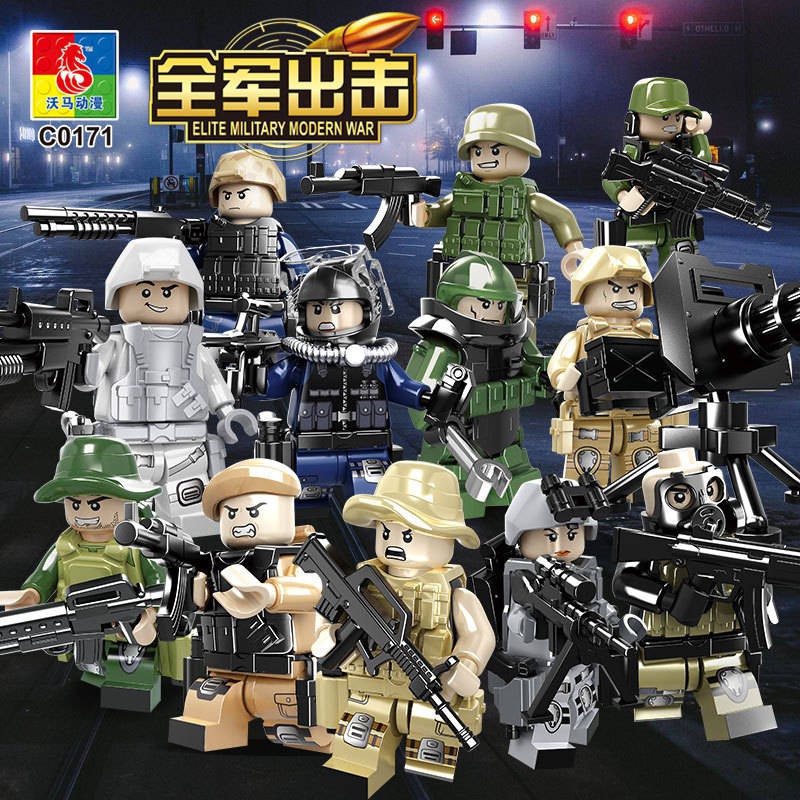 kỹ thuật số Mô hình lắp ráp Bộ xếp hình Lego lắp ráp đội SWAT trọn bộ