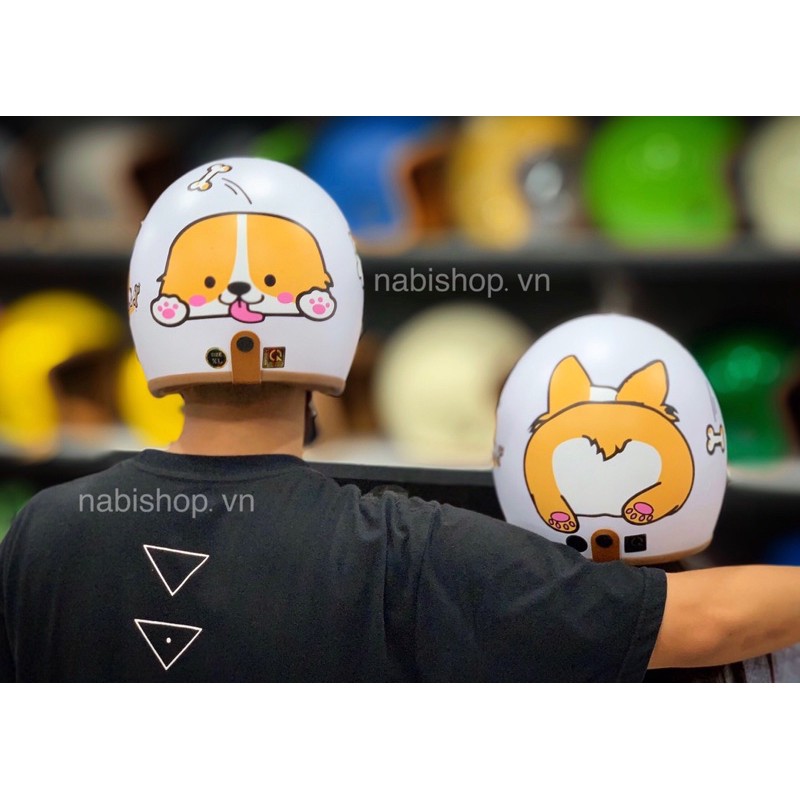 Mũ bảo hiểm cặp cún corgi ( 1 nón ) - Hàng cao cấp loại 1 - Dễ thương xĩu❤️