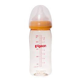 (Được chọn núm) Bình sữa pigeon plus nhựa ppsu cổ rộng 240ml