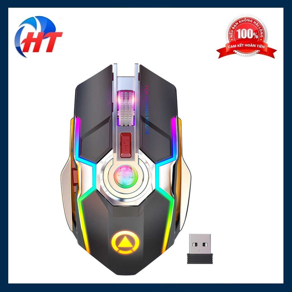 Chuột Gaming A5 Không Dây Chơi Game Sạc Pin Im Lặng Ergonomic 7 Phím Đèn Nền RGB 1600 DPI Chuột Cho Game Thủ