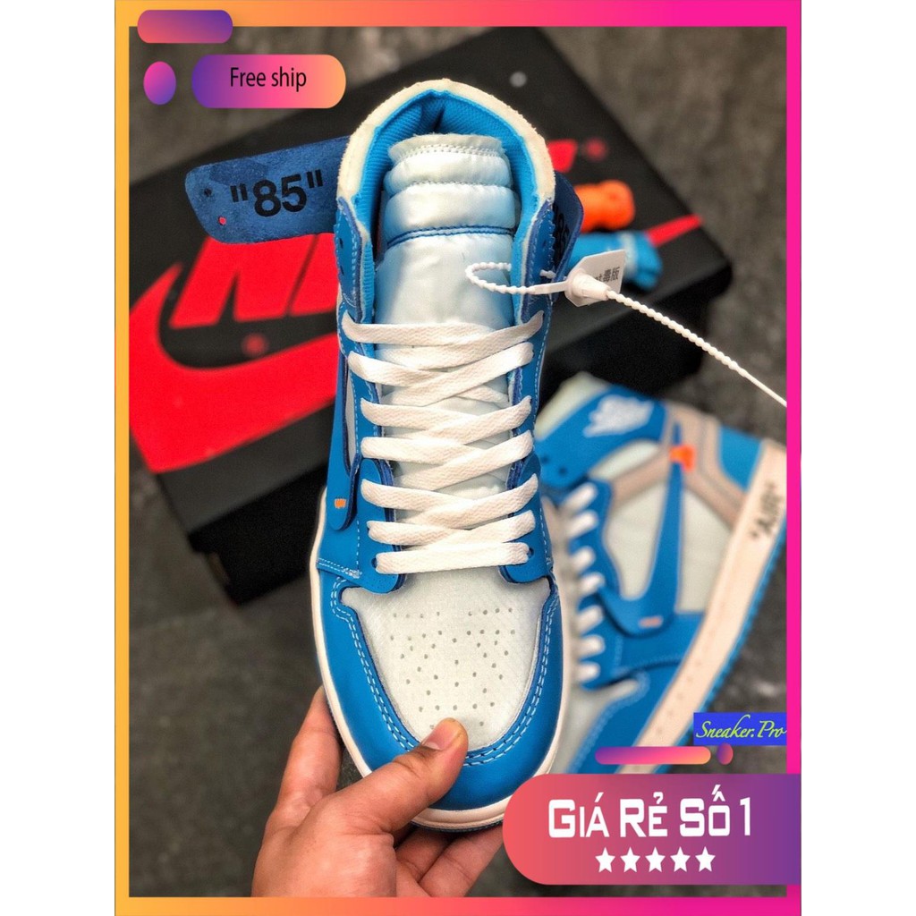 Tết (FREESHIP+HỘP) Giày thể thao Air Jordan 1 Retro High Off-White University Blue siêu phong cách ⁸ :; ` ; : ) ᴬ