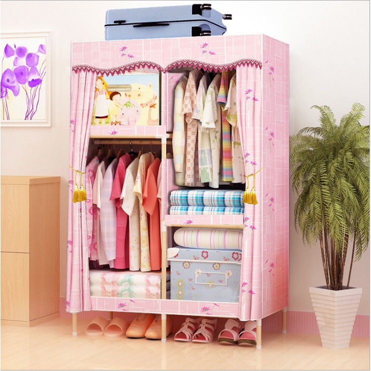 tủ vải khung gỗ 2 buồng Cực Tiện Lợi có bảo hành để quần áo | BigBuy360 - bigbuy360.vn