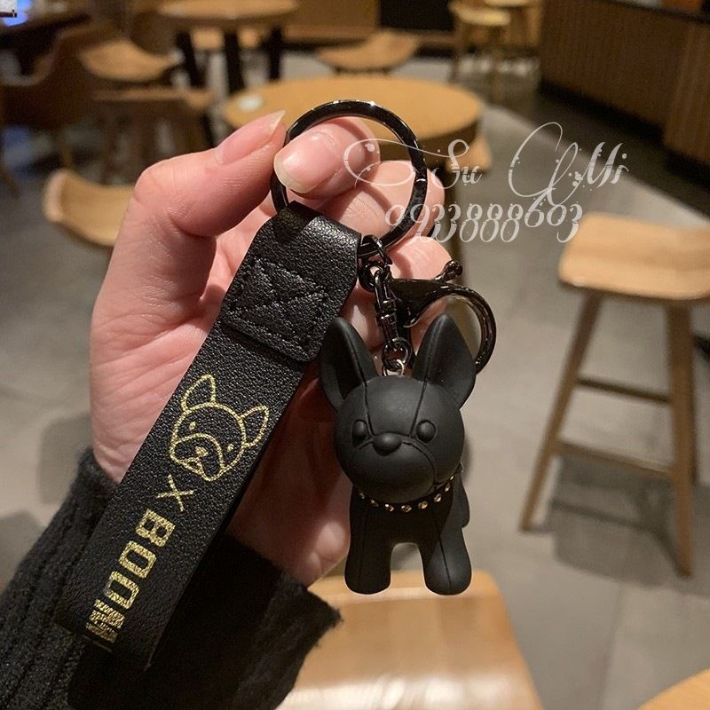 Móc khóa chó con nhiều màu dễ thương- Móc khóa thời trang cute cún con dây da đủ màu
