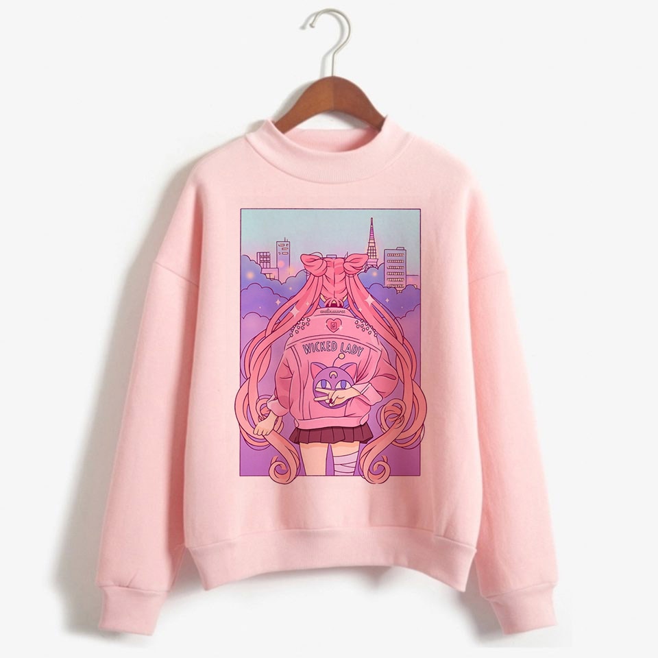 SAILOR MOON Áo Hoodie In Hình Thủy Thủ Mặt Trăng Đáng Yêu Phong Cách Hàn Quốc 2019 90s