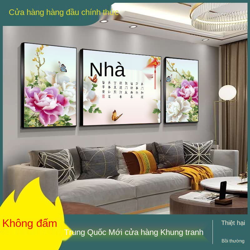 ☃✤Nền sofa bức tranh trang trí tường đơn giản và không khí cao cấp nai sừng tấm phòng khách Bắc Âu các bộ ba Wans