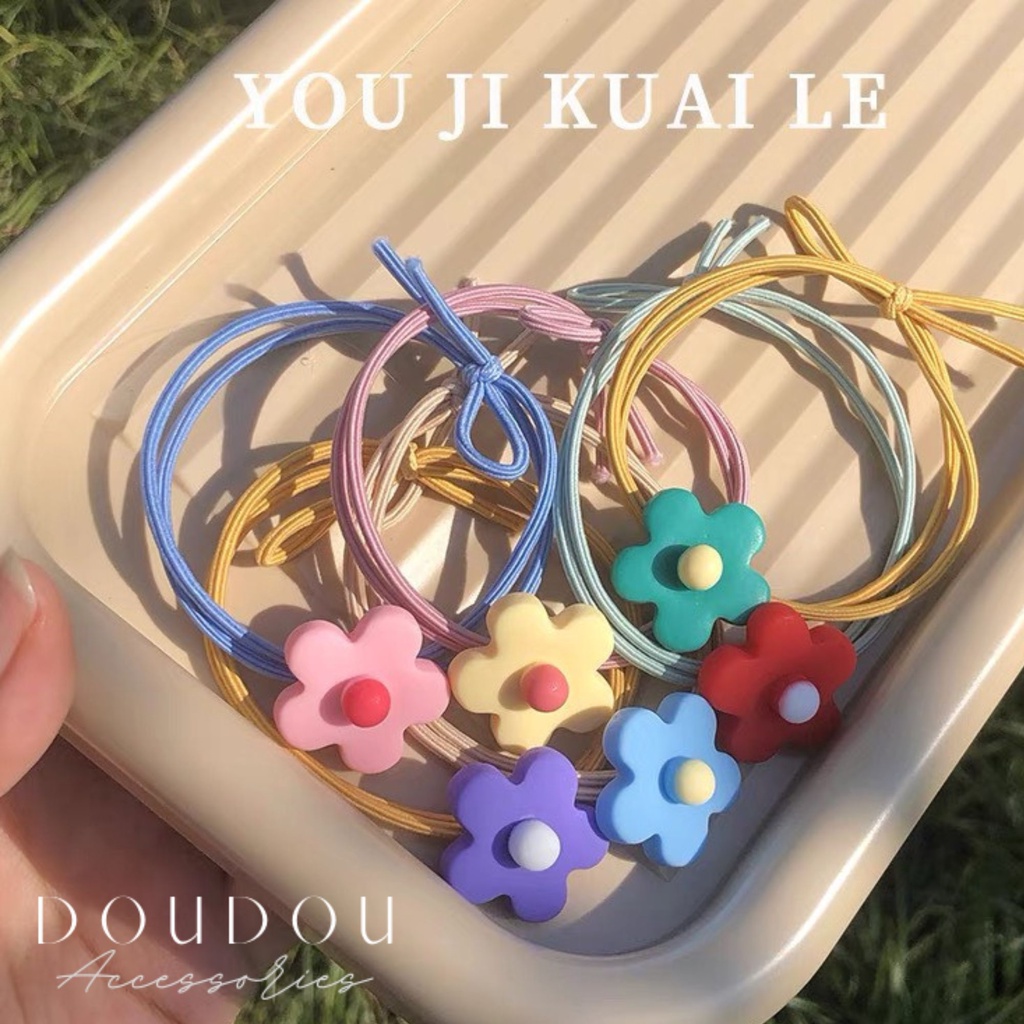 Dây cột tóc hoa nhí Doudou Dây buộc tóc hoa mặt trời nhiều màu sặc sỡ phong cách Hàn Quốc thời trang PJ001