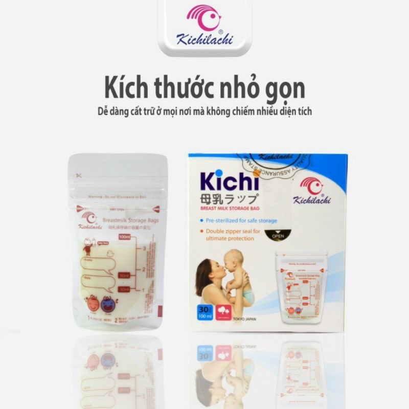 Hộp 30 túi trữ sữa Kichi chính hãng 100ml