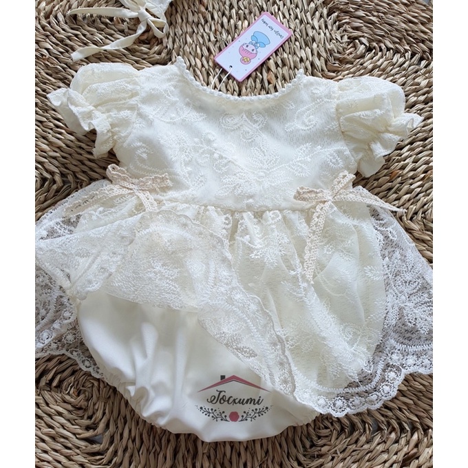 Body trắng phối váy ren cao cấp 2 nơ xinh iu - Tocxumi