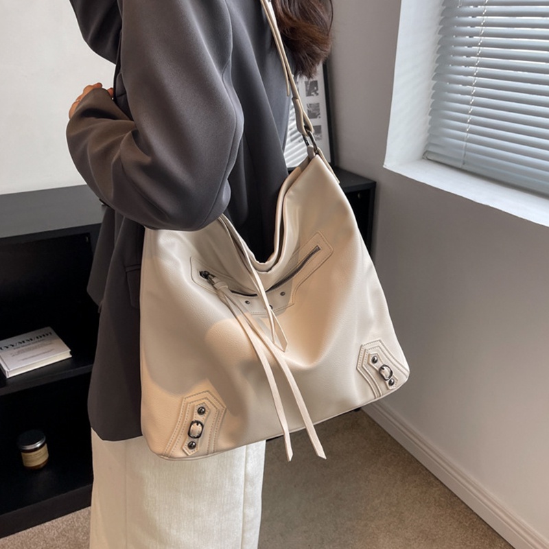 Túi Đeo Vai Cỡ Lớn Màu Đen Có Khóa Kéo Thời Trang Cho Nữ