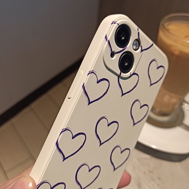 Ốp điện thoại iphone nhiều tim tím đơn giản viền vuông cho iphone14/xsmax/14plus/xr/14pro/x/14promax/6/8/7/se2020/13pro