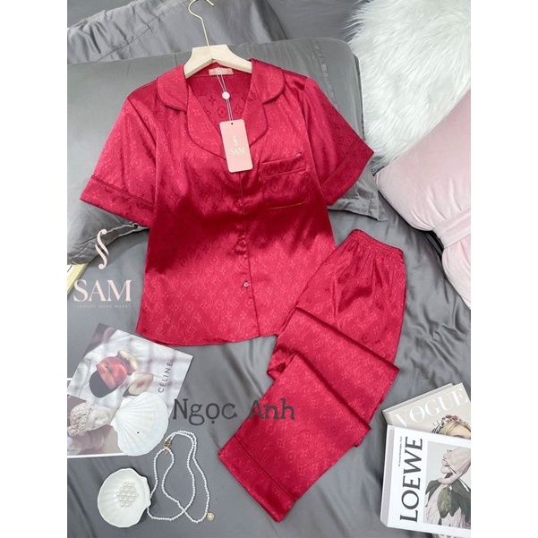 Bộ ngủ Pijama sam lụa ngắn tay cao cấp SAM - choco - lụa vân gỗ tô châu siêu đẹp và bền