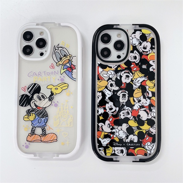 Ốp Điện Thoại Viền Đen Hình Mickey Donald 2 Trong 1 Cho iPhone 13 13 Pro Max 12 12Pro 12ProMax 111Promax X