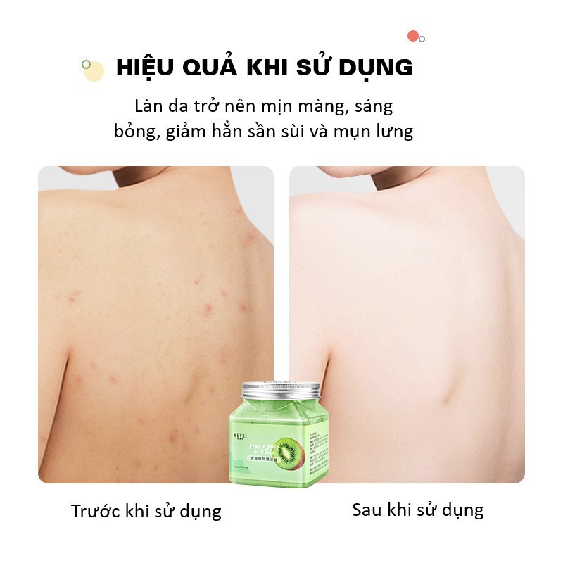 Tẩy da chết Heyxi chiết xuất từ hoa quả (đào, kiwi, xoài, nho) hũ 350g giúp làm trắng sáng và nuôi dưỡng làn da