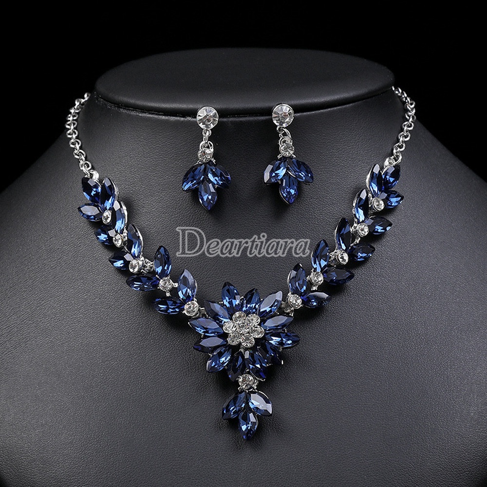 Set Vòng cổ Và Bông Tai Họa Tiết Màu Tương Phản Phong Cách Âu Mỹ Thời Trang