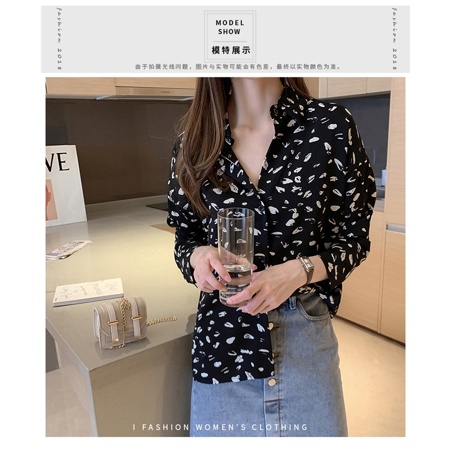 Spring 2020 New Korean Blouse, Printed Loose Long Sleeve Shirt Top