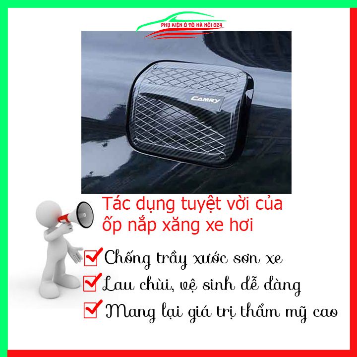 Ốp nắp xăng Camry 2019-2023 vân cacbon bảo vệ chống trầy trang trí ô tô