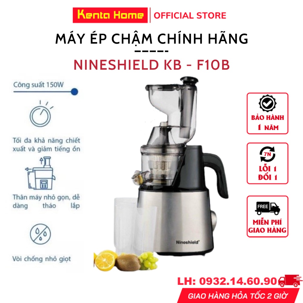 Máy ép chậm chính hãng Nineshield KB - F10B, Máy ép chậm trái cây hoa quả ép nguyên quả mạnh mẽ kiệt bã đến 97%,BH 1 Năm