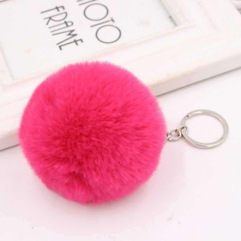 Quả bóng lông thỏ nhân tạo đáng yêu 8cm dùng trang trí túi xách tiện lợi