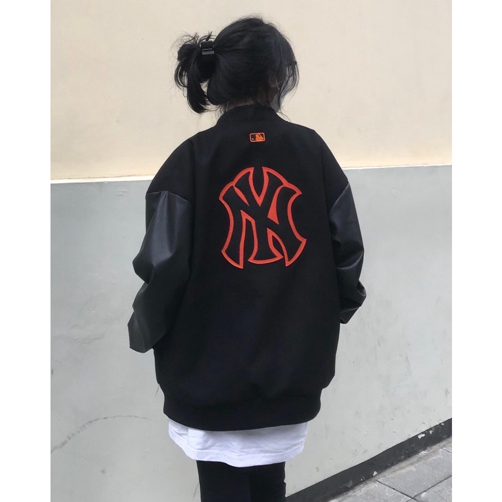 Áo bomber NY nam nữ Unisex,áo varcity 2 màu Áo MLB Miuzi DT THEM