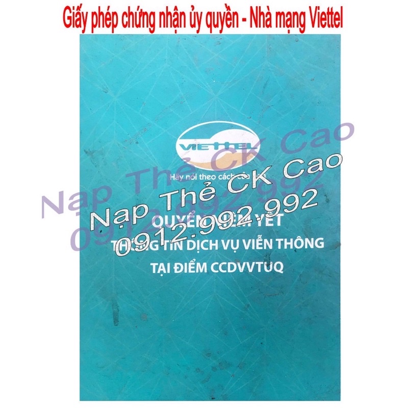 Thẻ Cào Viettel Mệnh Giá 100K - 50K ( Nạp Nhanh Chiết Khấu Cao )