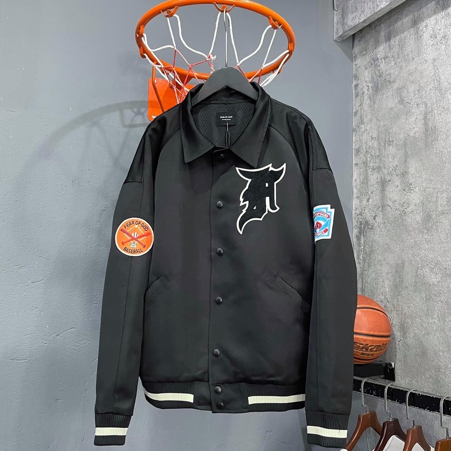 Áo Khoác Bomber fear of god Satin MANUEL Áo jacket varsity FOG Satin chất dù 2 lớp dành cho nam nữ Kun Shop