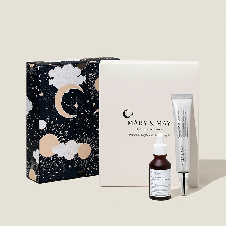 Set serum và kem mắt dưỡng trắng MARY & MAY BE BRIGHTER GIFT SET