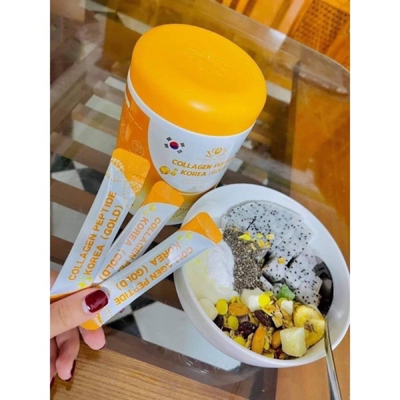 Collagen trắng da thủy phân peptide Korea Gold - Collagen  peptide plus hộp 30 gói