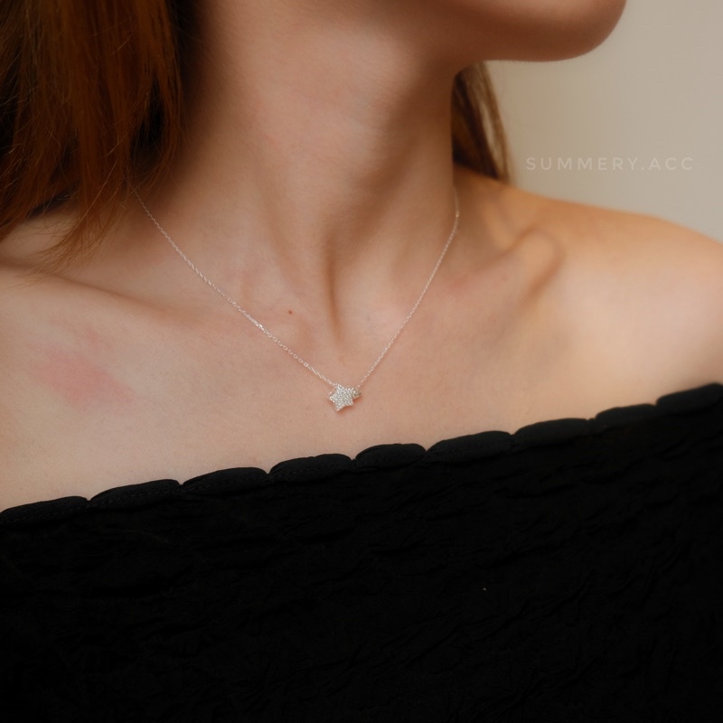 Vòng cổ bạc 925 SUMMERY ngôi sao trái tim dây chuyền S925