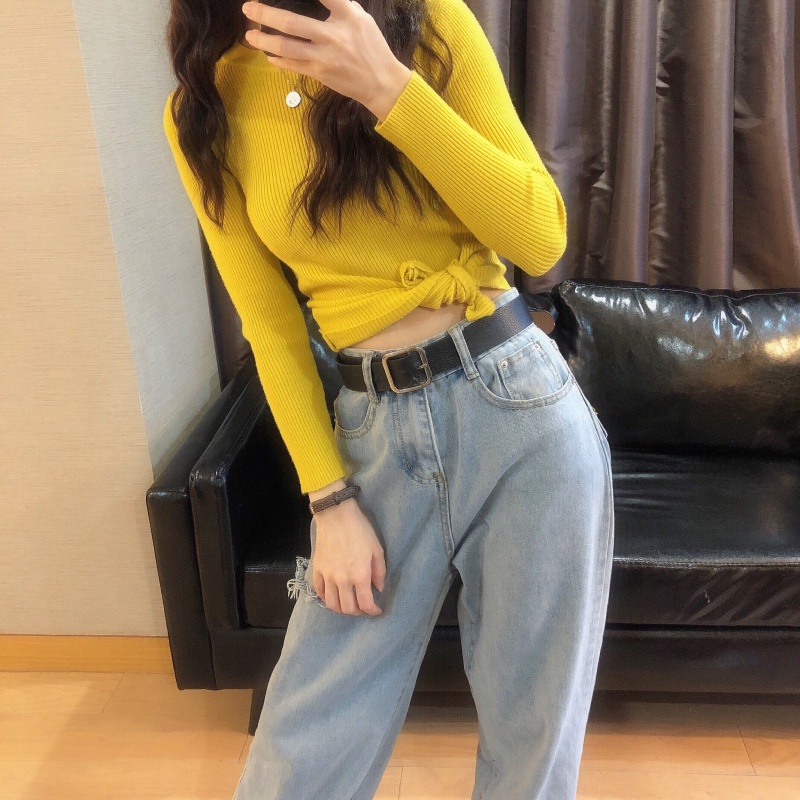 Áo ZHELIHANGFEI dệt kim tay dài dáng ôm thời trang cho nữ tùy chọn màu sắc