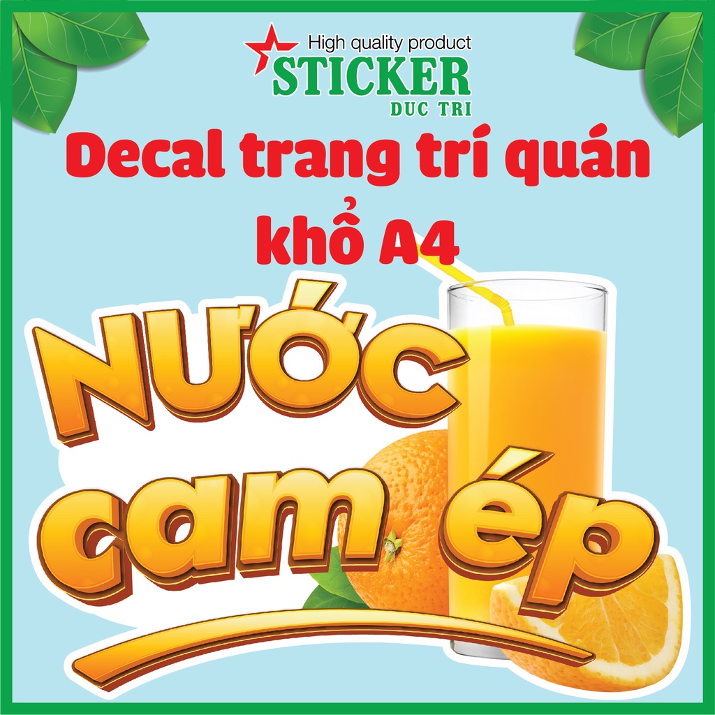 Sticker trang trí Quán Trà sữa, Sinh tố, Cà phê, Rau má, Trà Chanh, Trà dâu...  Decal nhựa không thấm nước.
