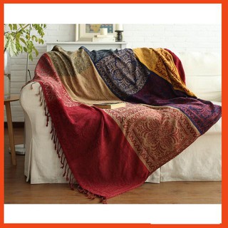 Thảm vintage, thảm thổ cẩm, khăn phủ sofa siêu mềm mịn 190x150cm chất lượng tốt