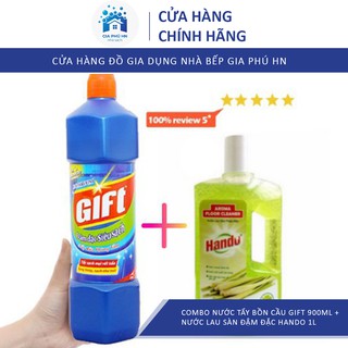 COMBO Nước Tẩy Bồn Cầu GIFT 900ML + Nước Lau Sàn Đậm Đặc Hando 1L