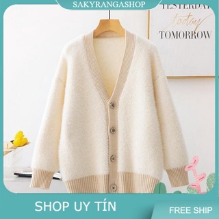 Áo khoác len kim tuyến cài nút