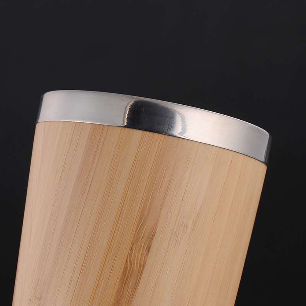 Cốc - Ly Uống Nước Vỏ Tre Cao Cấp - Lõi Inox 304 Giữ Nhiệt - 450ml (Tặng Ống Hút Inox Gập 0.6 x 21cm)