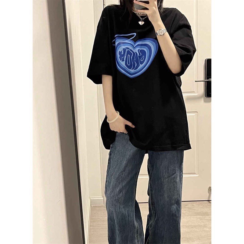 Áo Thun Nữ OVER SIZE In Hình Tim Trước Ngực Siêu Dễ Thương MB