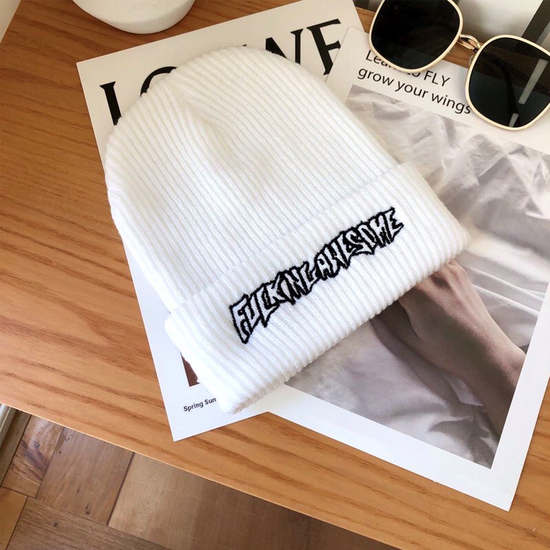 Mũ Hóa Trị Phong Cách Punk Âu Mỹ Mũ Len Phối Chữ Thêu Phong Cách Hip Hop Cá Tính