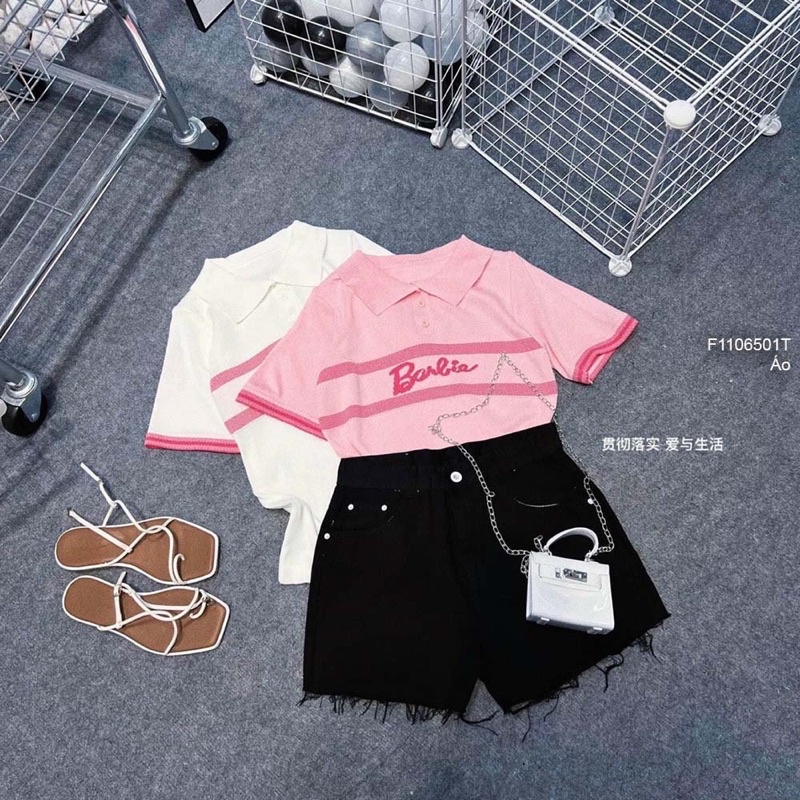 Áo len polo barbie viền cổ bẻ hàng nhập chuẩn