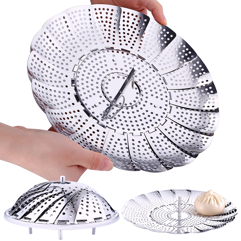 Dĩa hấp thức ăn có thể thu vào 3 size bằng thép không gỉ sử dụng cho nồi áp suất tiện dụng chất lượng cao