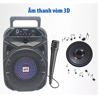 Loa bluetooth karaoke công suất cực lớn, loa xach tay mini ka 99 tặng kèm micro
