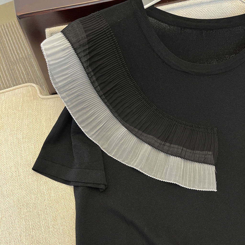 Áo Len Tay Ngắn Thiết Kế Khoét Lỗ Nhỏ Nhắn Thời Trang Mùa Hè Hàng Mới