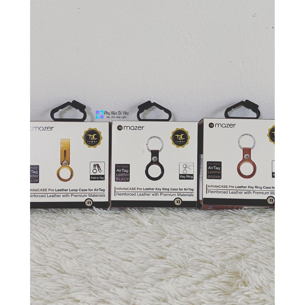 Vỏ bảo vệ Apple AirTag - Mazer AirTag Loop Leather [CHÍNH HÃNG PHÂN PHỐI, BẢO HÀNH 1 NĂM]