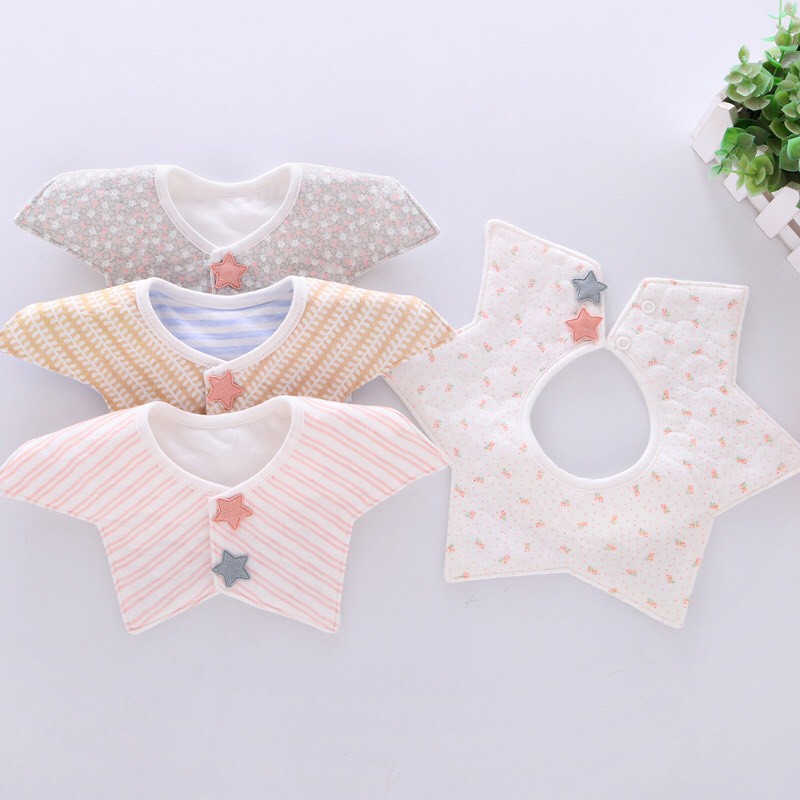 Yếm tròn xoay 360 độ chất liệu cotton siêu mềm mịn thấm hút tốt hình cánh sao nút bấm phía sau cho bé trai bé gái - 𝐘𝟔𝟏