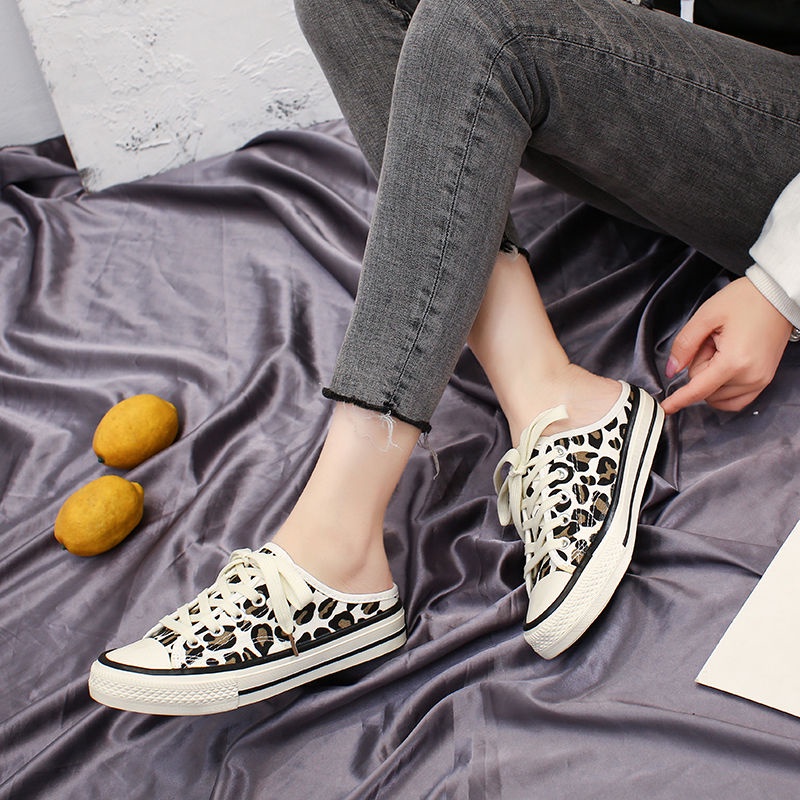 Giày canvas Họa Tiết Da Báo Cá Tính Cho Nữ